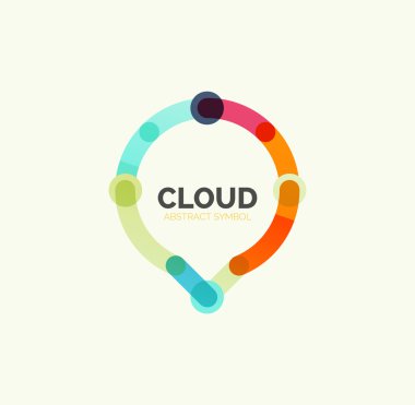 Düz doğrusal tasarım konuşma bulut logosunu görmeniz gerekir. Konuşma balonu, modern geometrik endüstriyel ince satırı simgesi