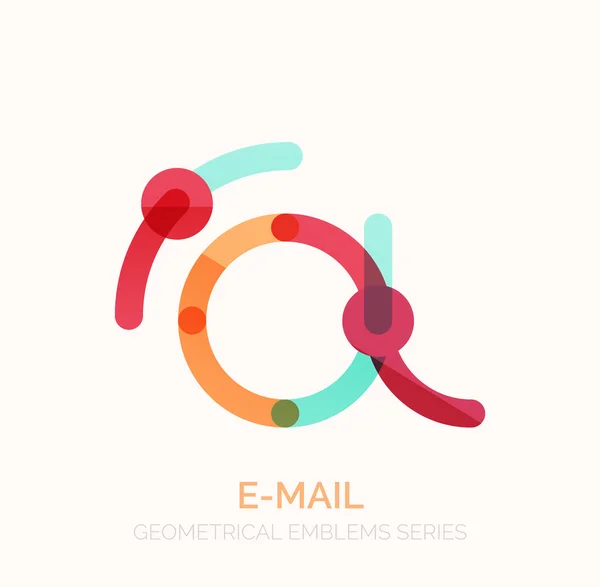 Διάνυσμα σύμβολο επιχείρηση ηλεκτρονικού ταχυδρομείου, ή στο σημάδι λογότυπο. Γραμμική μινιμαλιστική επίπεδη εικόνα σχεδιάζω — Διανυσματικό Αρχείο