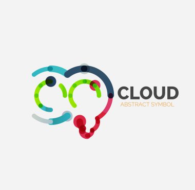 Düz doğrusal tasarım konuşma bulut logosunu görmeniz gerekir. Konuşma balonu, modern geometrik endüstriyel ince satırı simgesi