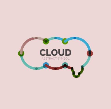 Düz doğrusal tasarım konuşma bulut logosunu görmeniz gerekir. Konuşma balonu, modern geometrik endüstriyel ince satırı simgesi