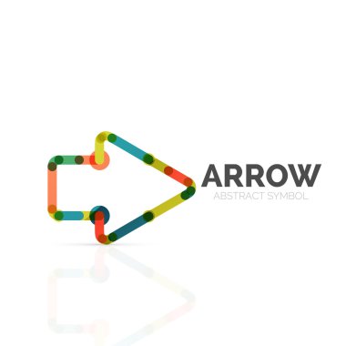 Doğrusal ok soyut logosu, bağlı Doğrusal işaretçi şekil hatlarının çok renkli kesimleri