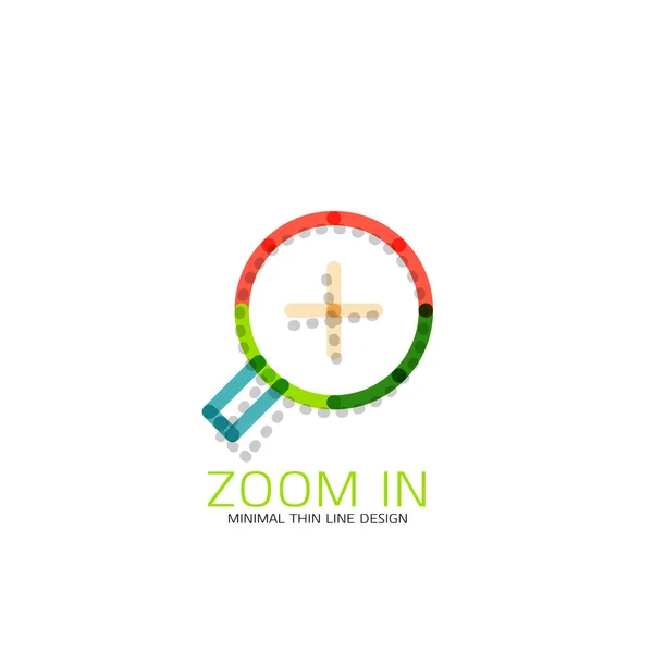 Vector thin line design logo magnifying glass, search and find or zoom logotype concept. Linear minimalistic business icon — Stock Vector