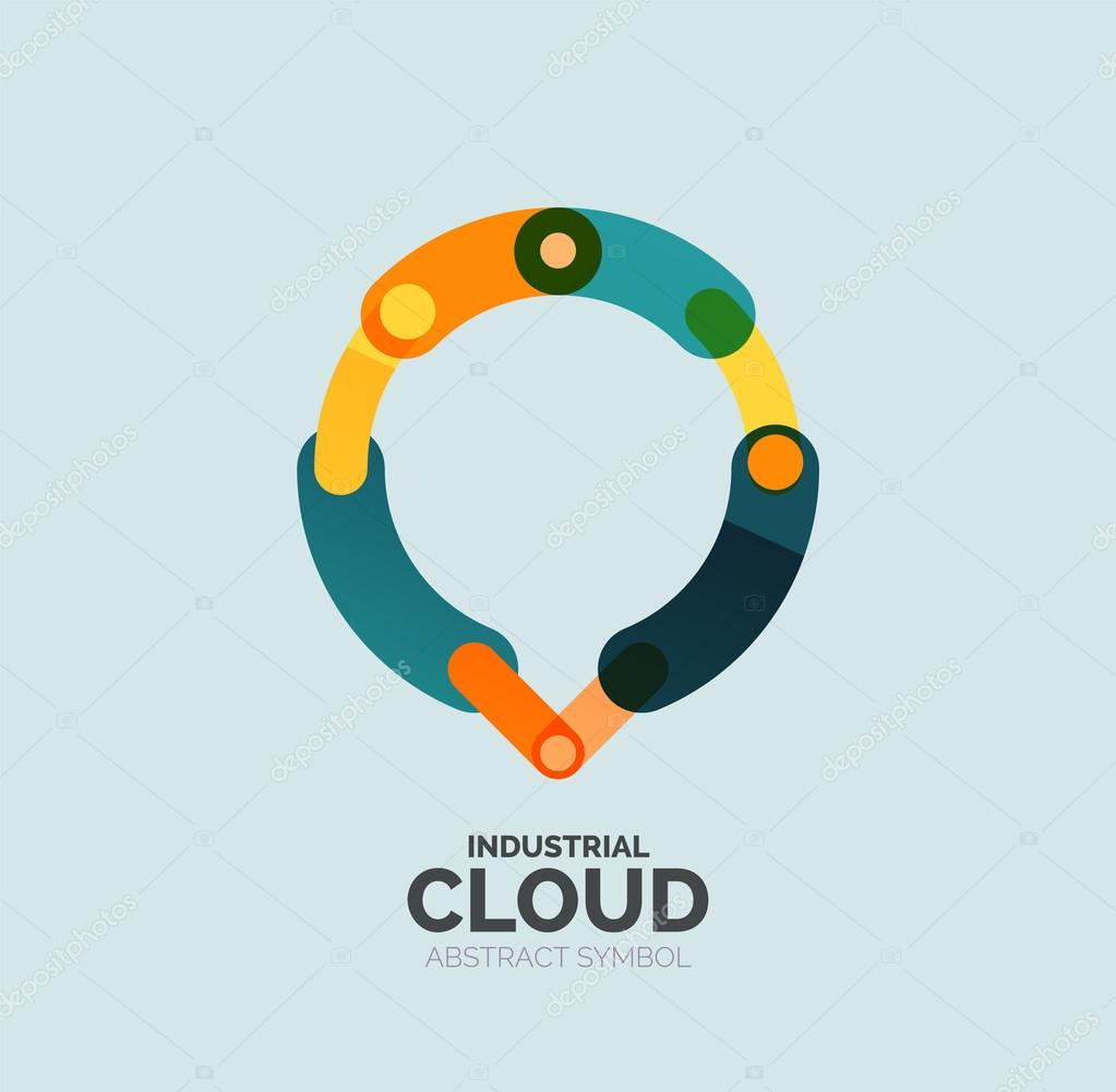 Flat linear design speech cloud logo. Talk bubble, modern geometric industrial thin line icon. Vector