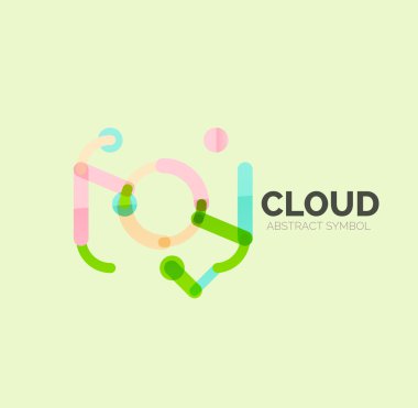 Düz doğrusal tasarım konuşma bulut logosunu görmeniz gerekir. Konuşma balonu, modern geometrik endüstriyel ince satırı simgesi