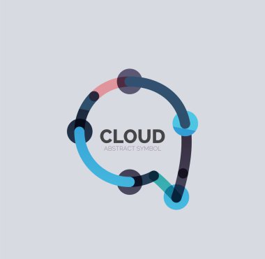 Düz doğrusal tasarım konuşma bulut logosunu görmeniz gerekir. Konuşma balonu, modern geometrik endüstriyel ince satırı simgesi