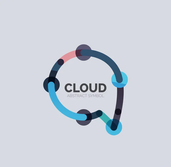 Düz doğrusal tasarım konuşma bulut logosunu görmeniz gerekir. Konuşma balonu, modern geometrik endüstriyel ince satırı simgesi — Stok Vektör