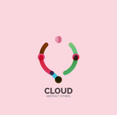 Düz doğrusal tasarım konuşma bulut logosunu görmeniz gerekir. Konuşma balonu, modern geometrik endüstriyel ince satırı simgesi