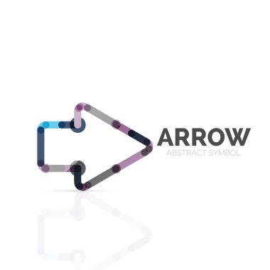 Doğrusal ok soyut logosu, bağlı Doğrusal işaretçi şekil hatlarının çok renkli kesimleri