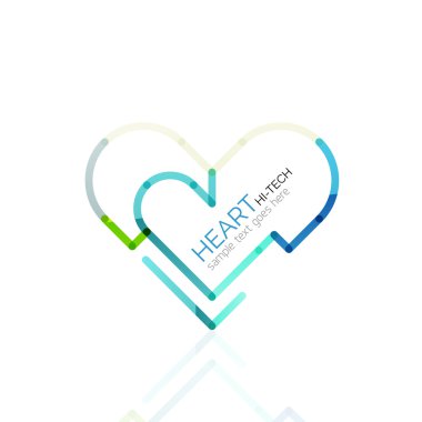 Logo aşk kalp, doğrusal geometrik iş simgesi