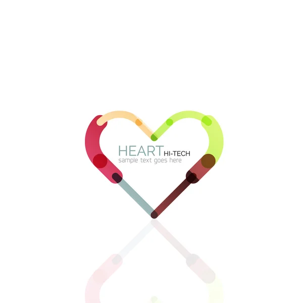 Logo corazón del amor, icono de negocio geométrico lineal abstracto — Vector de stock