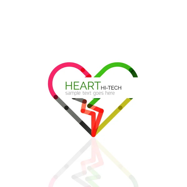 Logo corazón del amor, icono de negocio geométrico lineal abstracto — Archivo Imágenes Vectoriales