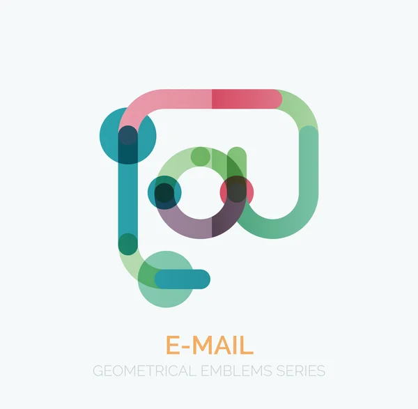 Símbolo do negócio do email do vetor, ou no logotipo do sinal. Design de ícone plano minimalista linear —  Vetores de Stock
