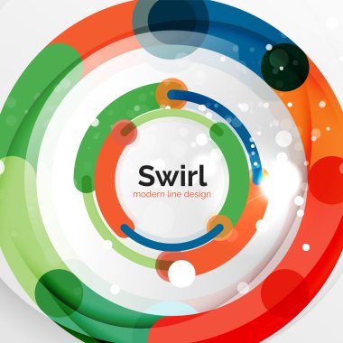 Renkli düz tasarım arka plan. Girdap ve daire beyaz çizgiler şeklinde