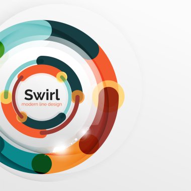 Renkli düz tasarım arka plan. Girdap ve daire beyaz çizgiler şeklinde