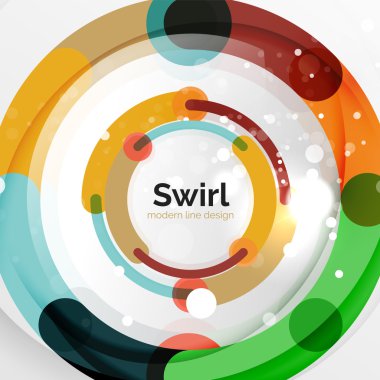 Renkli düz tasarım arka plan. Girdap ve daire beyaz çizgiler şeklinde