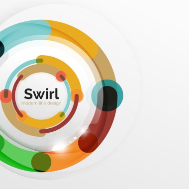 Renkli düz tasarım arka plan. Girdap ve daire beyaz çizgiler şeklinde