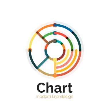 İnce bir çizgi grafik logo tasarımı. Grafik simge modern renkli düz stil