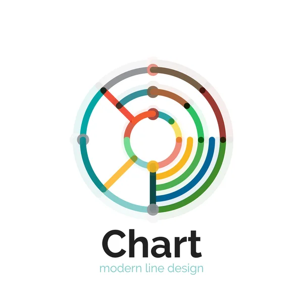 Tunn linje diagram Logotypdesign. Ikonen moderna färgglada platt diagramformatet — Stock vektor