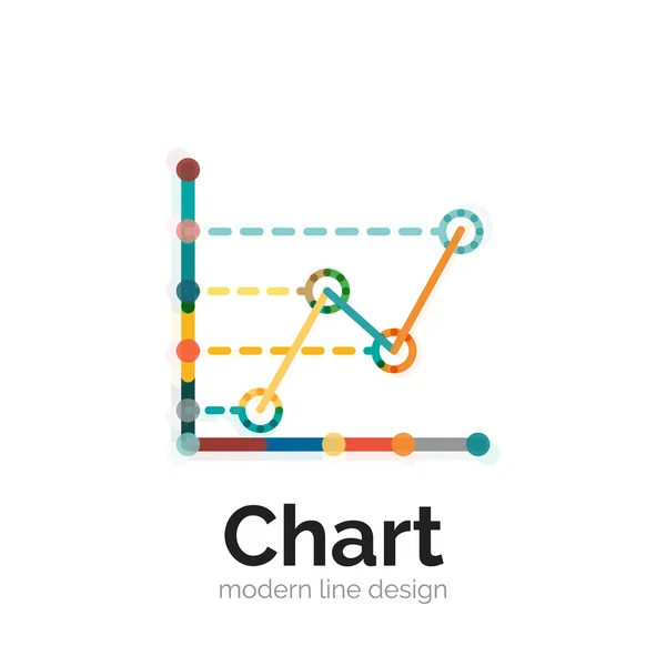 Design sottile del logo grafico a linee. icona del grafico moderno stile piatto colorato — Vettoriale Stock