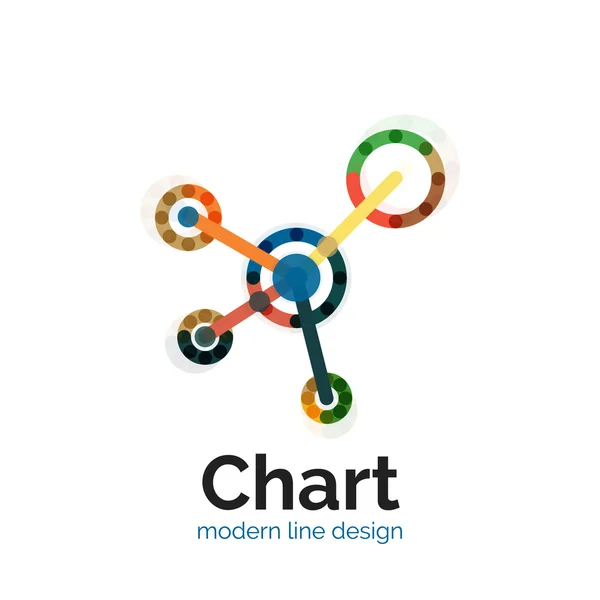 Tunn linje diagram Logotypdesign. Ikonen moderna färgglada platt diagramformatet — Stock vektor