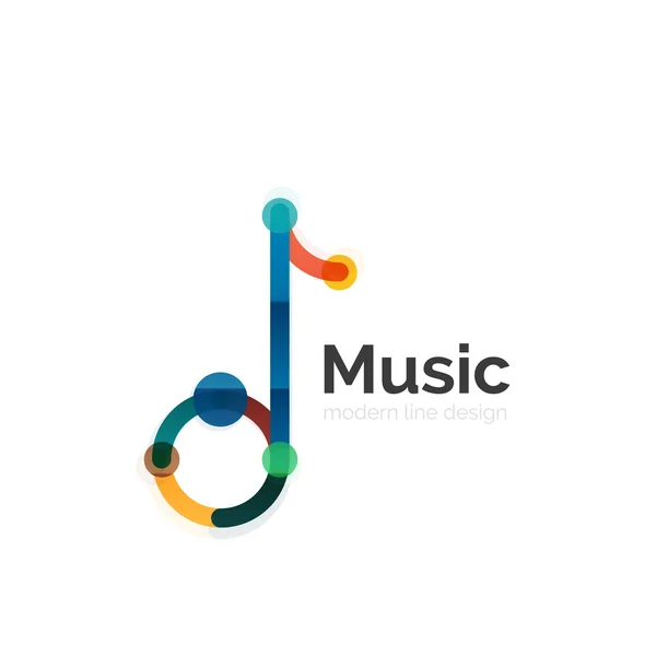Логотип музыкальной ноты, плоская тонкая линия геометрического дизайна — стоковый вектор