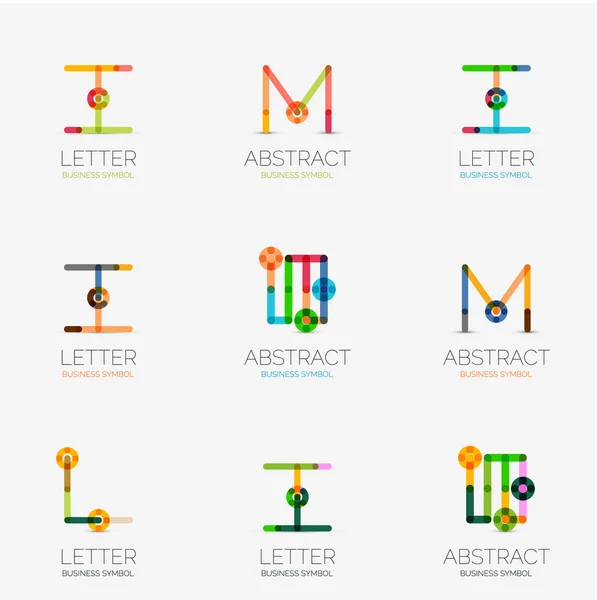 Ensemble d'icônes géométriques abstraites linéaires et de logos — Image vectorielle