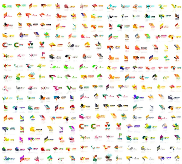 Mega colección de plantillas de logotipo abstracto geométrico, origami iconos de negocios de estilo de papel con texto de muestra. Vector — Vector de stock