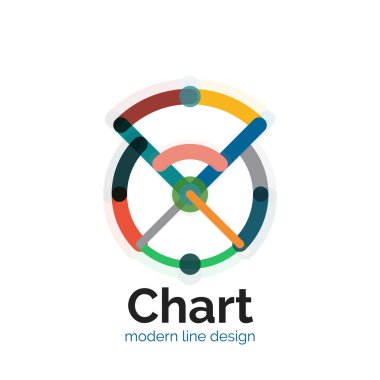 İnce bir çizgi grafik logo tasarımı. Grafik simge modern renkli düz stil