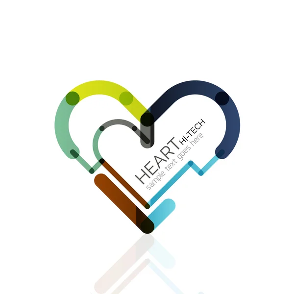 Logo love heart, abstract linear geometric business icon — Stock Vector