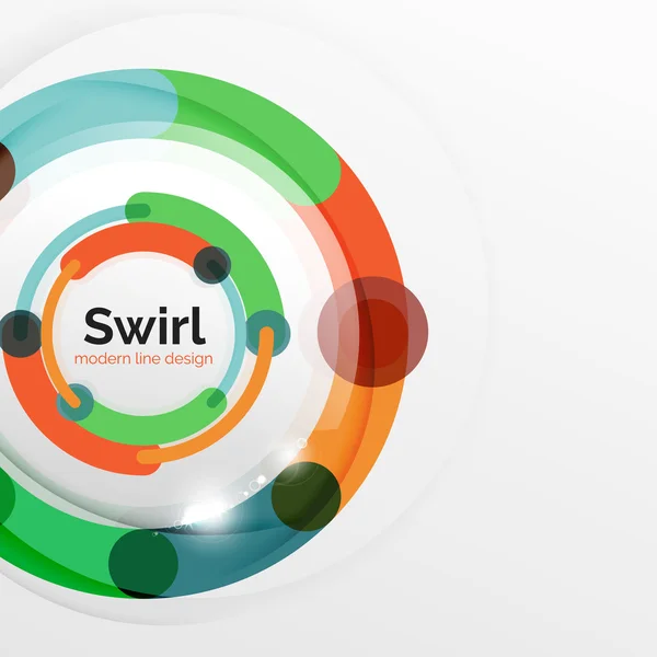 Kleurrijke platte ontwerp abstracte achtergrond. Swirl en cirkel vormige lijnen op wit — Stockvector
