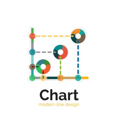 İnce bir çizgi grafik logo tasarımı. Grafik simge modern renkli düz stil
