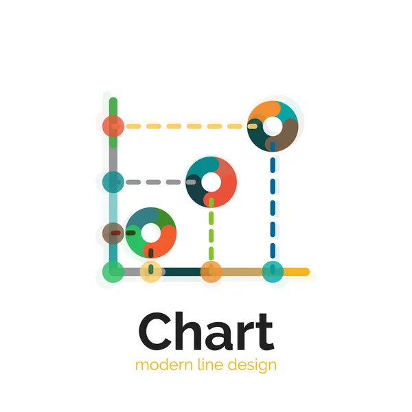 Design sottile del logo grafico a linee. icona del grafico moderno stile piatto colorato — Vettoriale Stock