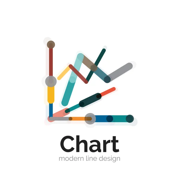 Tunn linje diagram Logotypdesign. Ikonen moderna färgglada platt diagramformatet — Stock vektor