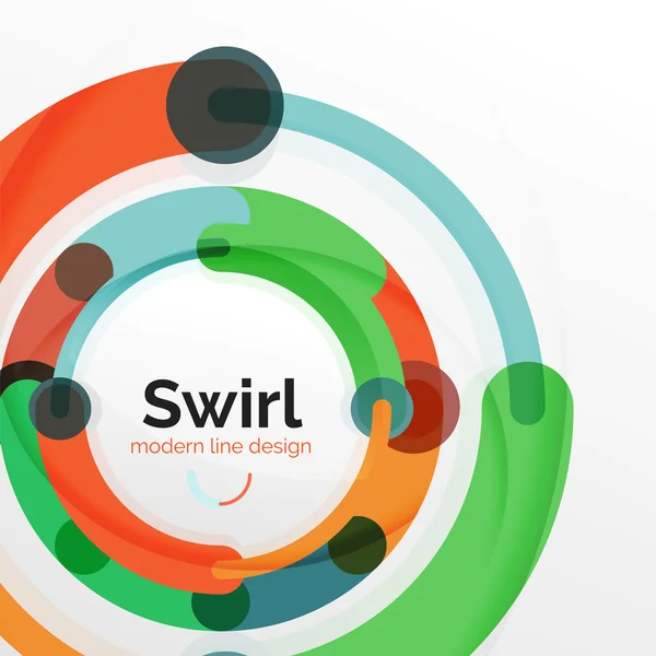 Kleurrijke platte ontwerp abstracte achtergrond. Swirl en cirkel vormige lijnen op wit — Stockvector
