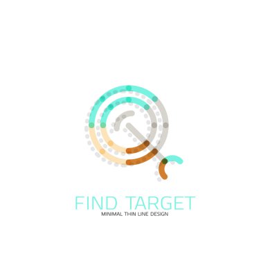 Vektör ince çizgi logo Büyüteç, ara ve bul veya yakınlaştırma logo tasarım. Doğrusal minimalist iş simgesi