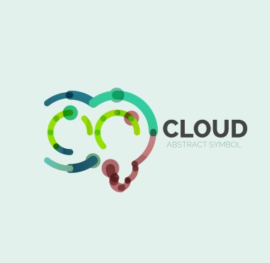 Düz doğrusal tasarım konuşma bulut logosunu görmeniz gerekir. Konuşma balonu, modern geometrik endüstriyel ince satırı simgesi