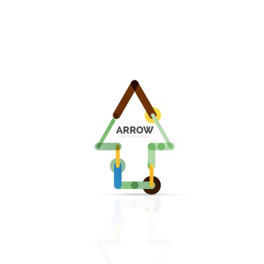 Doğrusal ok soyut logosu, bağlı Doğrusal işaretçi şekil hatlarının çok renkli kesimleri