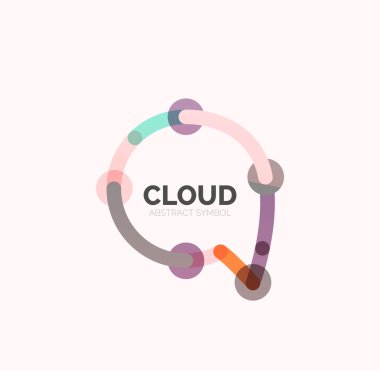 Düz doğrusal tasarım konuşma bulut logosunu görmeniz gerekir. Konuşma balonu, modern geometrik endüstriyel ince satırı simgesi