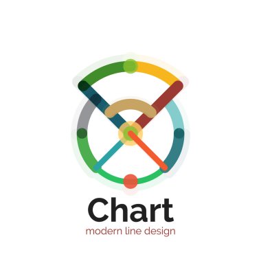İnce bir çizgi grafik logo tasarımı. Grafik simge modern renkli düz stil