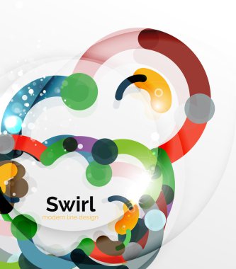 Renkli düz tasarım arka plan. Girdap ve daire beyaz çizgiler şeklinde