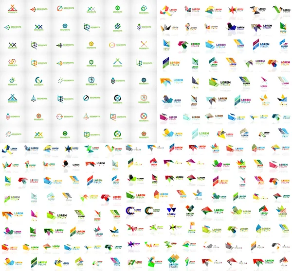Mega colección de plantillas de logotipo abstracto geométrico, origami iconos de negocios de estilo de papel con texto de muestra. Vector — Vector de stock