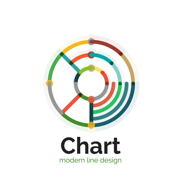 細い線グラフのロゴデザイン。グラフ アイコン モダンなカラフルなフラット スタイル — ストックベクタ