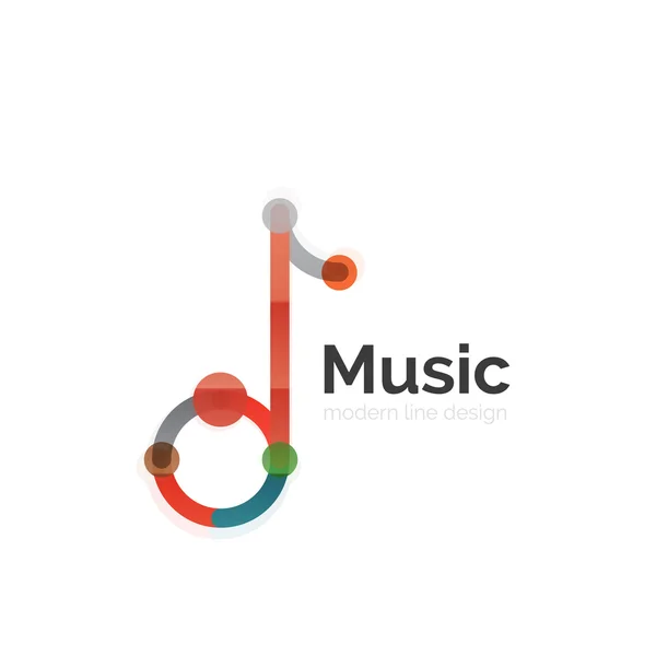 Musik noterar logotyp, platta tunna linjen geometriska design — Stock vektor