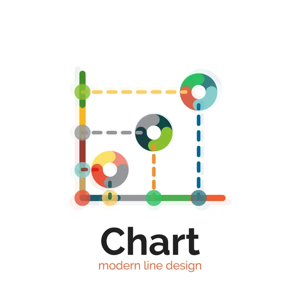 Design sottile del logo grafico a linee. icona del grafico moderno stile piatto colorato — Vettoriale Stock