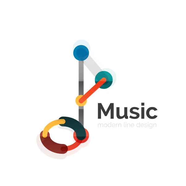 Logo della nota musicale, design geometrico piatto a linea sottile — Vettoriale Stock