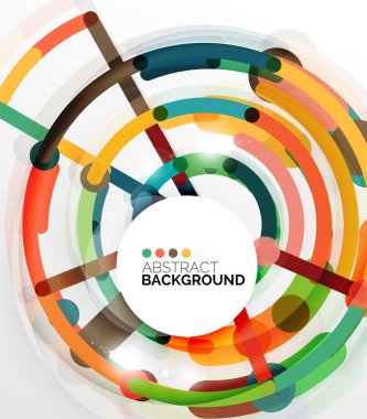 Renkli düz tasarım arka plan. Girdap ve daire beyaz çizgiler şeklinde