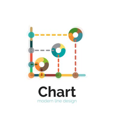 İnce bir çizgi grafik logo tasarımı. Grafik simge modern renkli düz stil