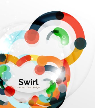 Renkli düz tasarım arka plan. Girdap ve daire beyaz çizgiler şeklinde