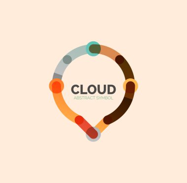 Düz doğrusal tasarım konuşma bulut logosunu görmeniz gerekir. Konuşma balonu, modern geometrik endüstriyel ince satırı simgesi