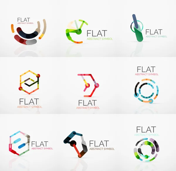 Colección de logotipos - diseño plano lineal minimalista abstracto. Negocios de alta tecnología símbolos geométricos, líneas de segmentos multicolores — Vector de stock